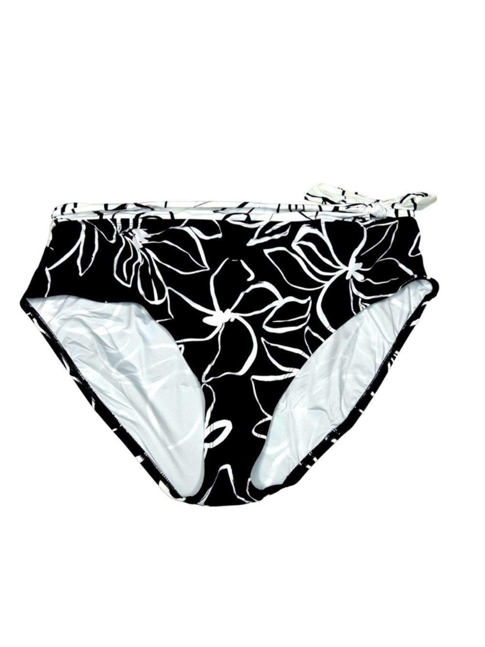 La Blanca Women’s Bikini Swim Bottoms Size 18W Convertible Band Black White NWT